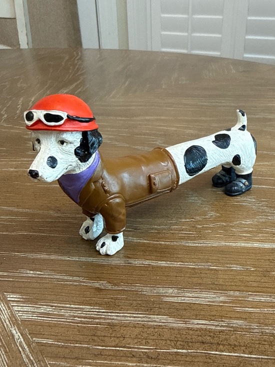 Other - Dog Figure Dalmatian Dachshund With Pilot Outfit Hat Jacket Boots Resin